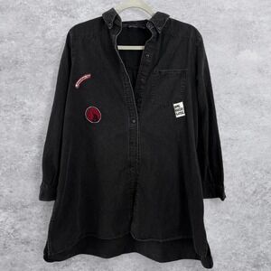 Zara Black Acid Wash Denim Dress Jacket Size Medium